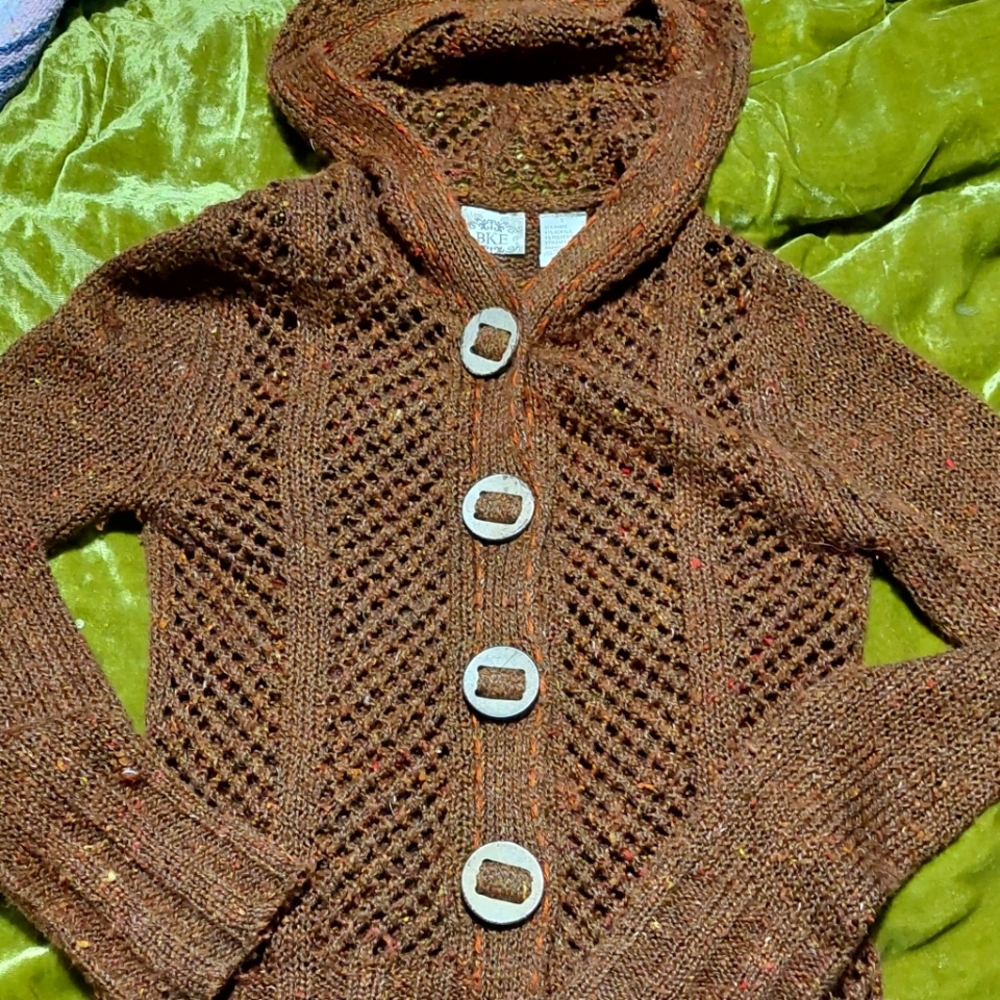 Brown Knit Hooded Sweater